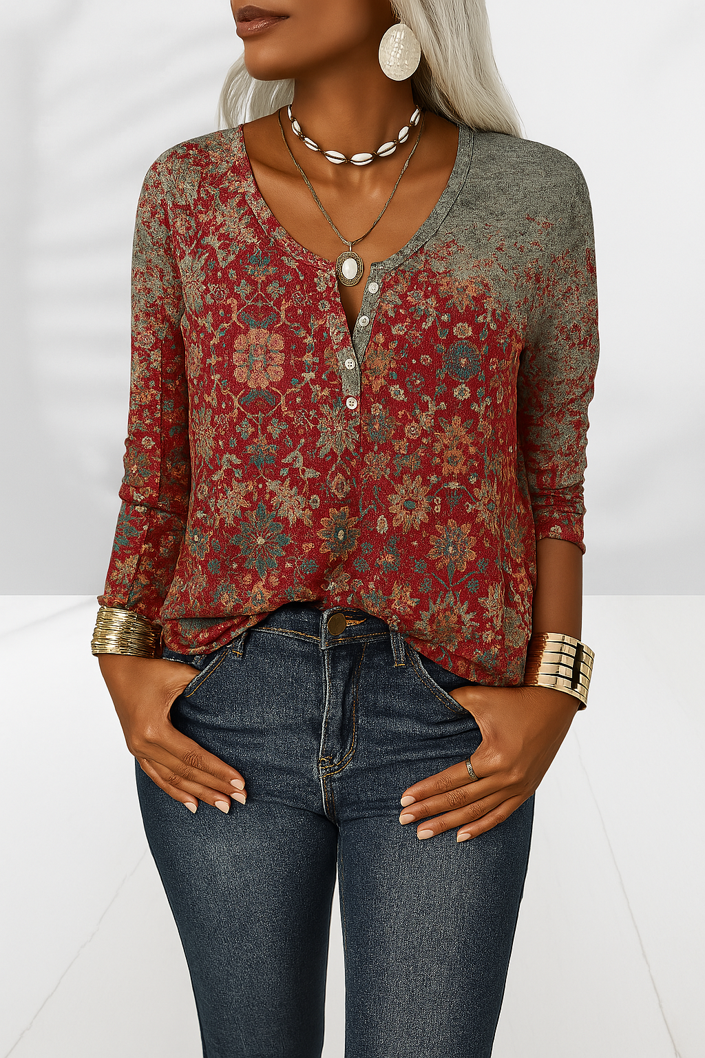 Lia™ | Boho blouse met bloemenpatronen en lange mouwen