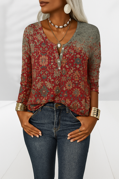 Lia™ | Boho blouse met bloemenpatronen en lange mouwen
